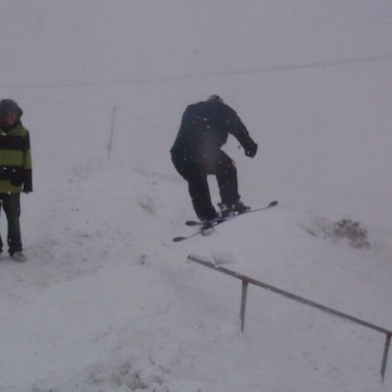 Chris and Scott in front of lodge